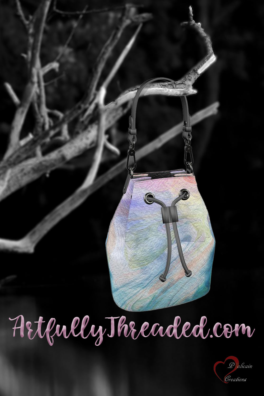 Peaceful Teals Bucket Bag
