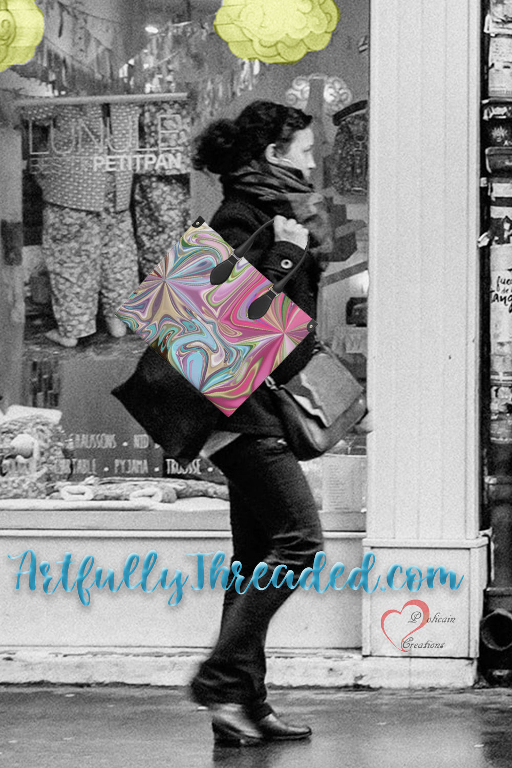 60s Time Travel Leather Shopping Bag