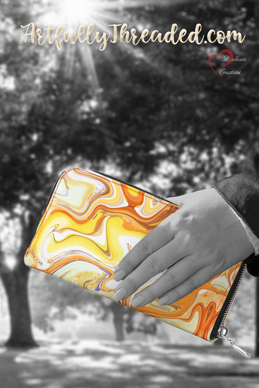 Coffee and Caramel Leather Zip Wallet / Purse