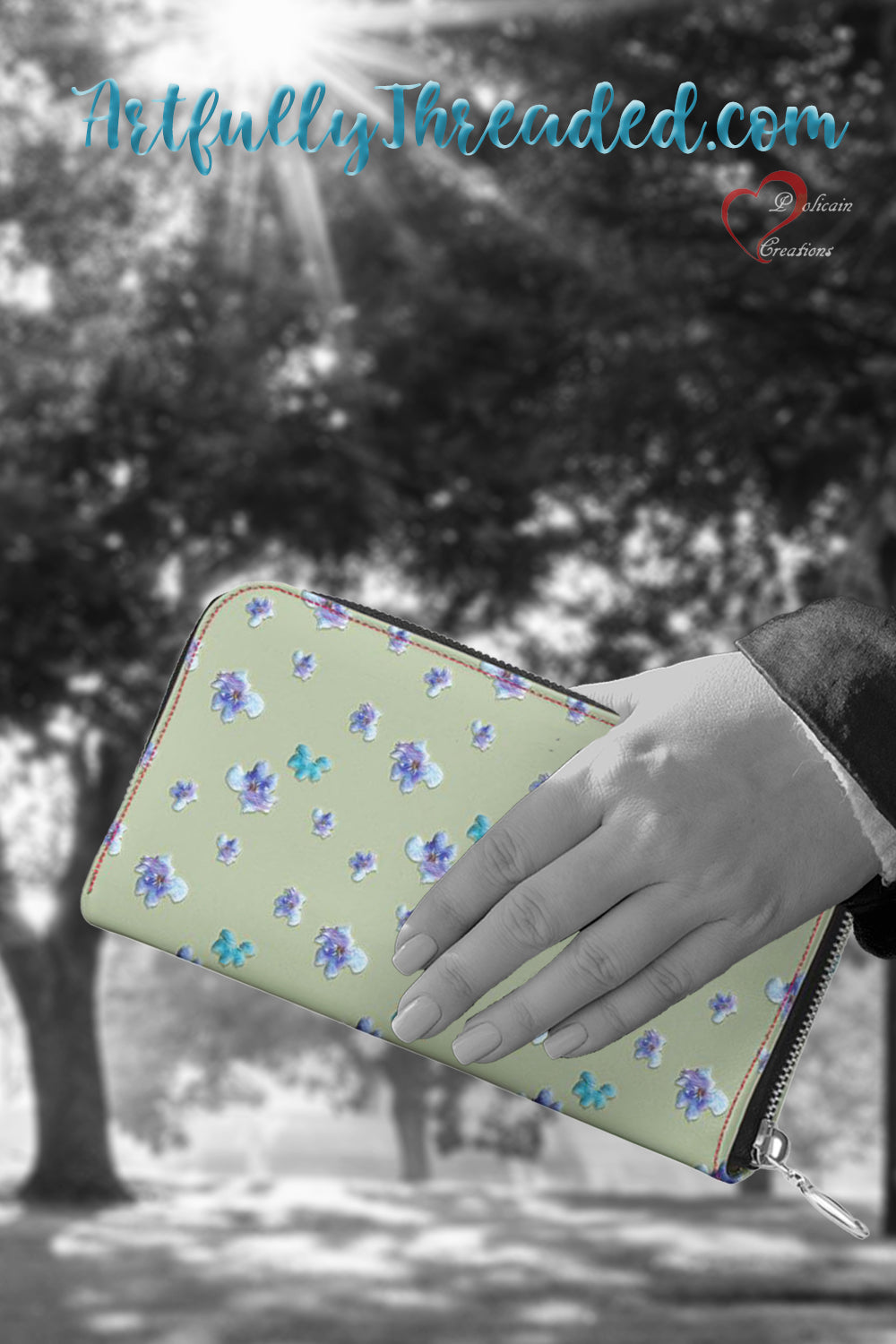 A Bit of Purple Leather Zip Wallet / Purse