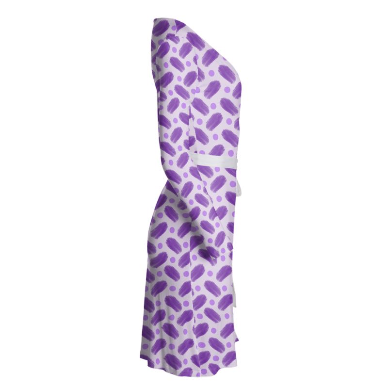 Indigo and Dots on Lavender Wrap Dress