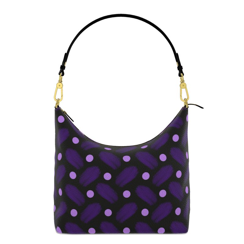 Indigo and Dots on Black Hobo Bag
