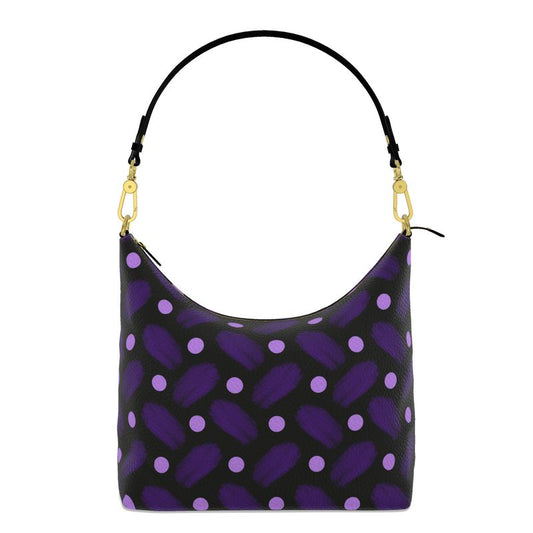 Indigo and Dots on Black Hobo Bag