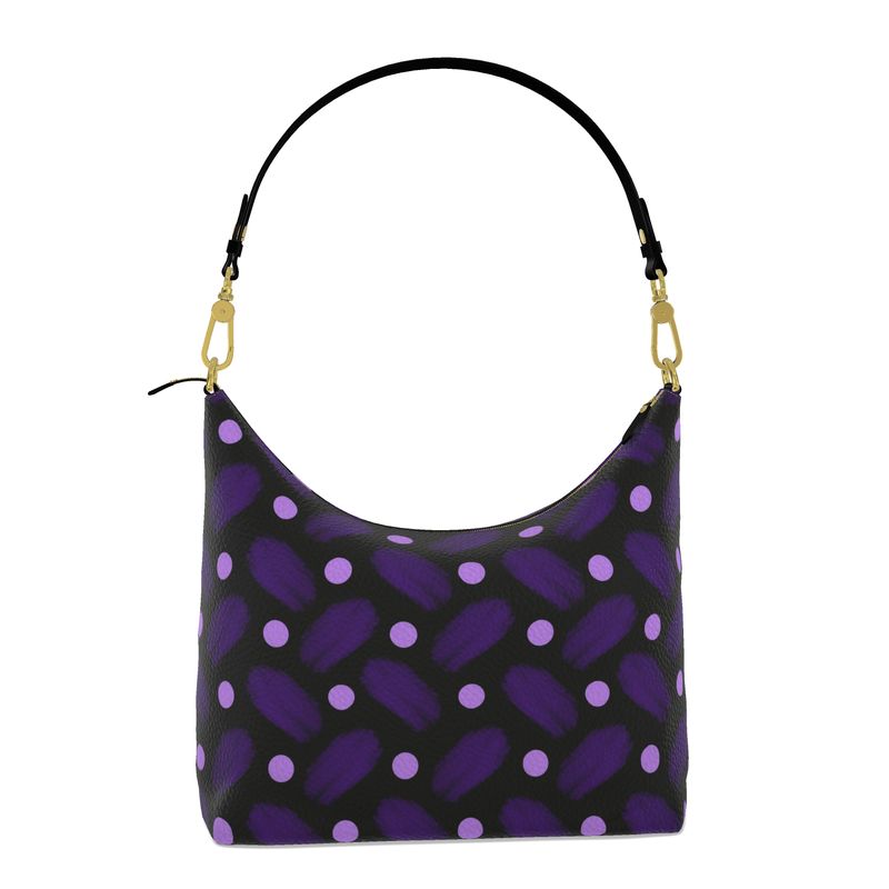 Indigo and Dots on Black Hobo Bag