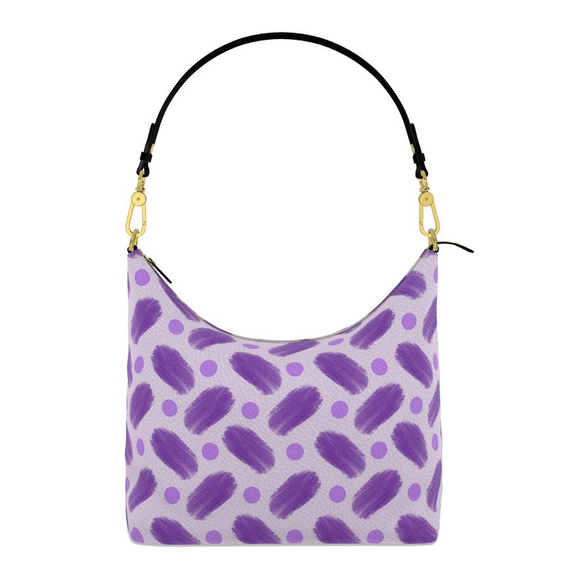 Indigo and Dots on Lavender Hobo Bag