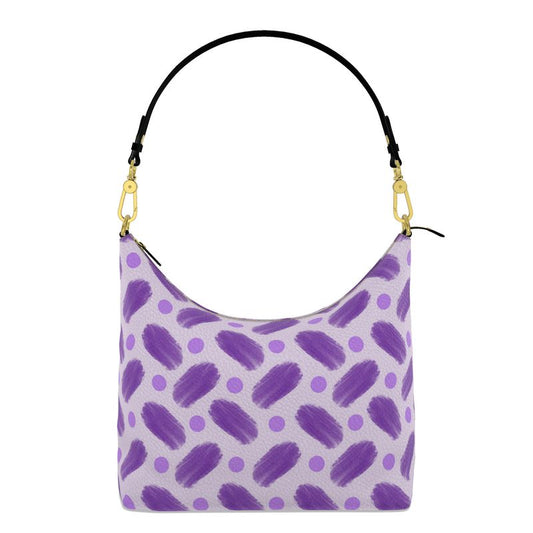 Indigo and Dots on Lavender Hobo Bag