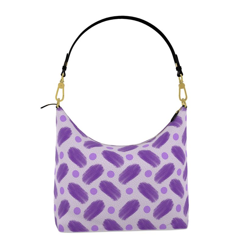 Indigo and Dots on Lavender Hobo Bag