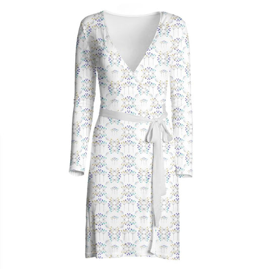 Line Art Simple Flowers Wrap Dress