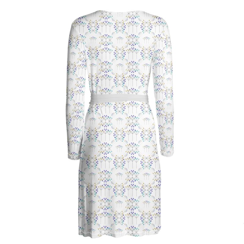 Line Art Simple Flowers Wrap Dress