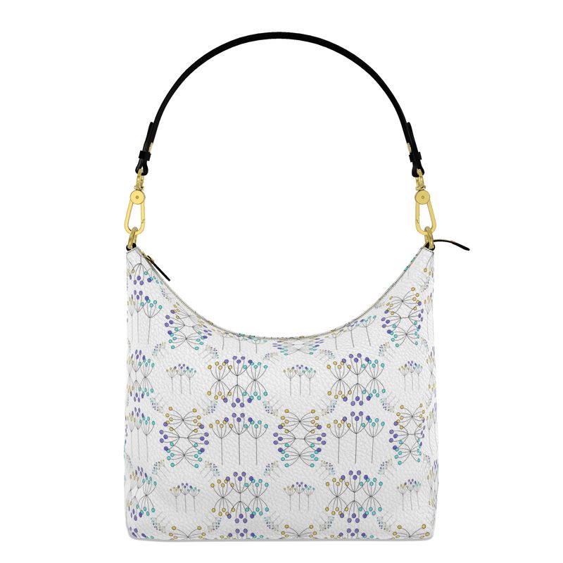 Line Art Simple Flowers Square Hobo Bag