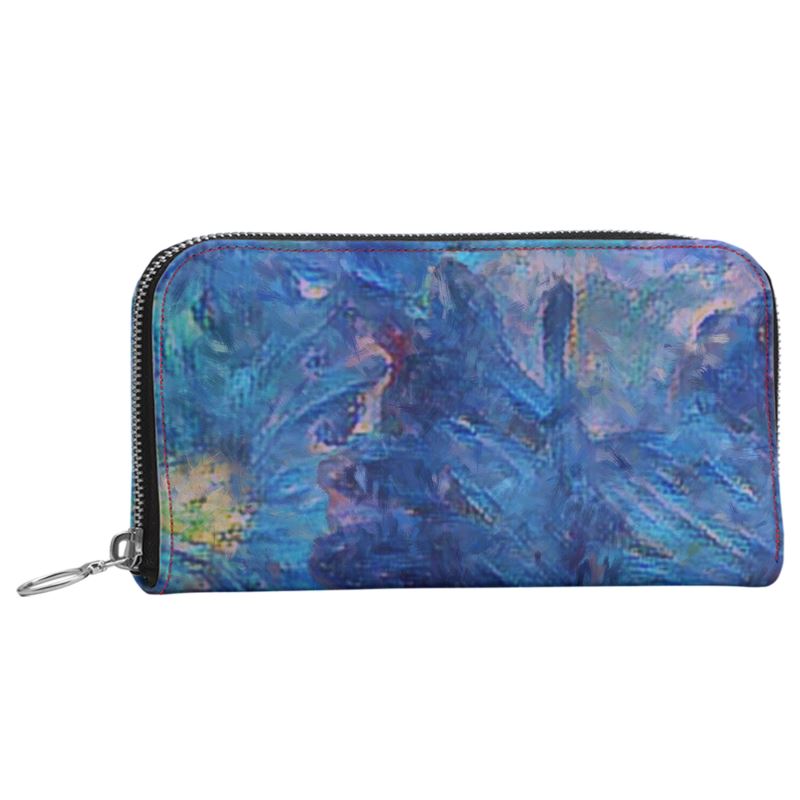 Beautiful Blues Leather Zip Wallet / Purse