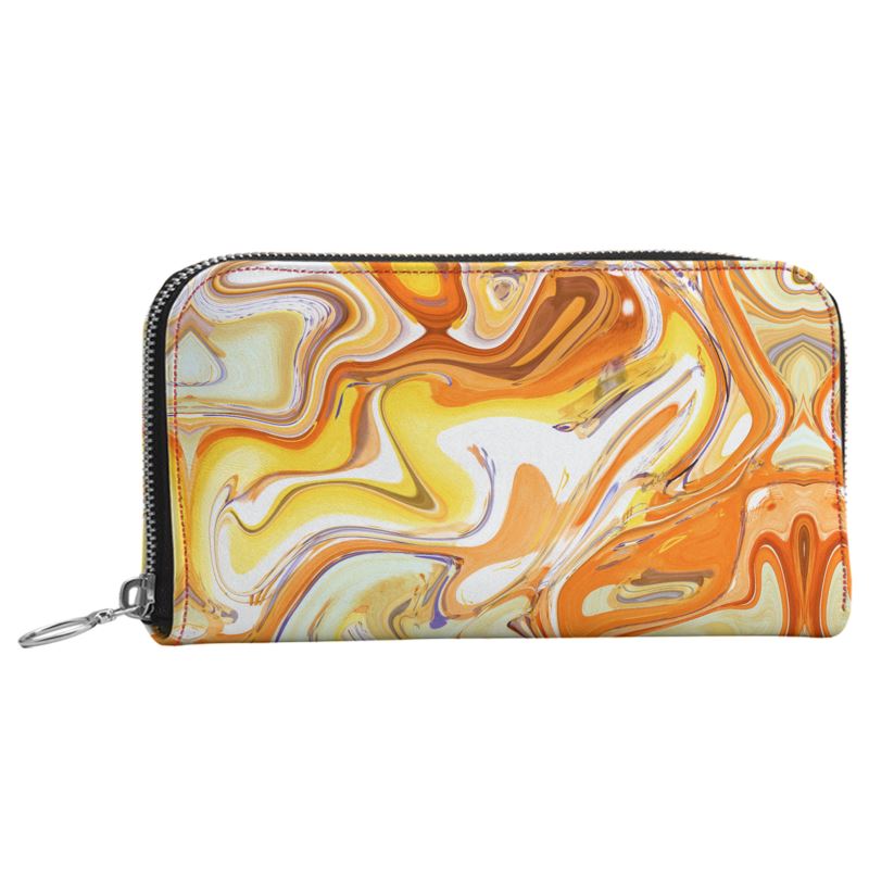 Coffee and Caramel Leather Zip Wallet / Purse