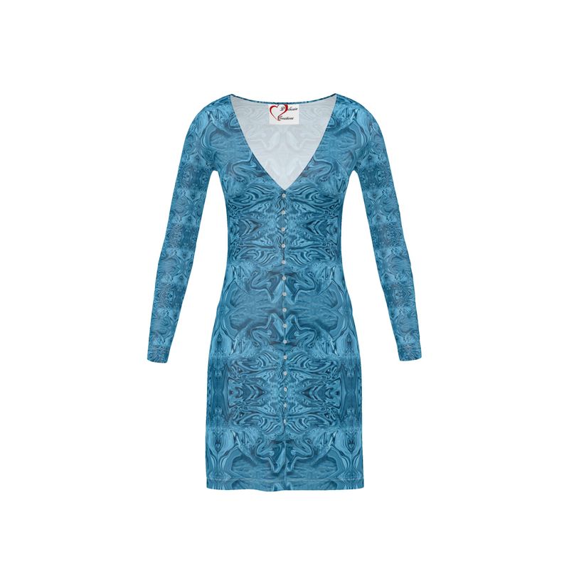 Blue Denim Design Ladies Cardigan / Button Dress