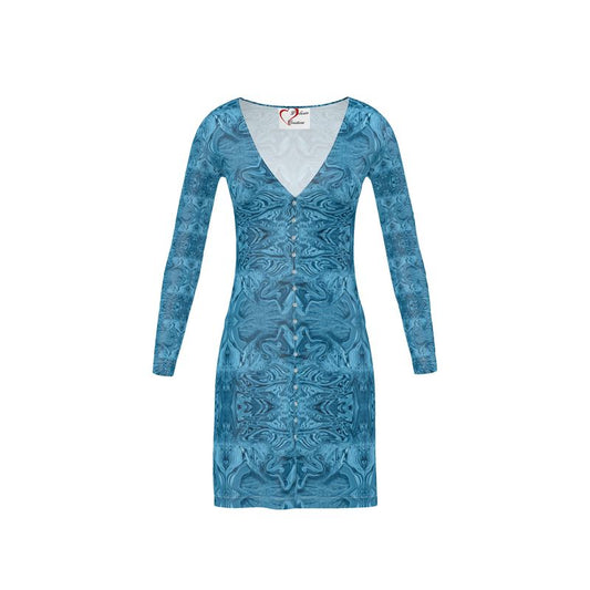 Blue Denim Design Ladies Cardigan / Button Dress