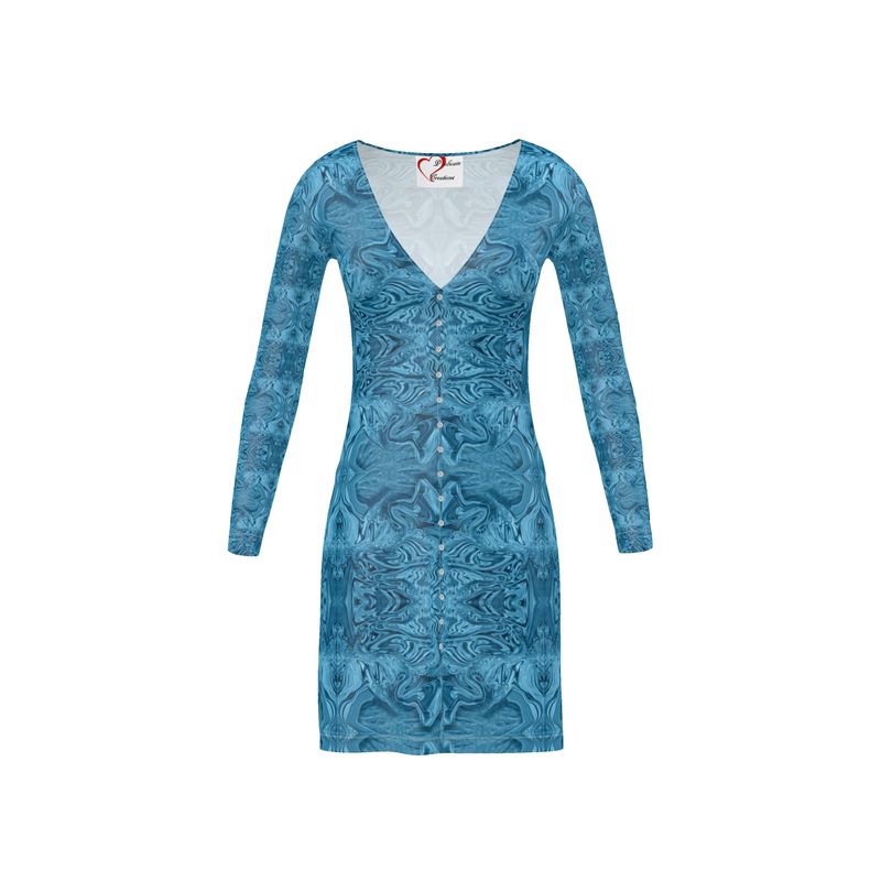 Blue Denim Design Ladies Cardigan / Button Dress