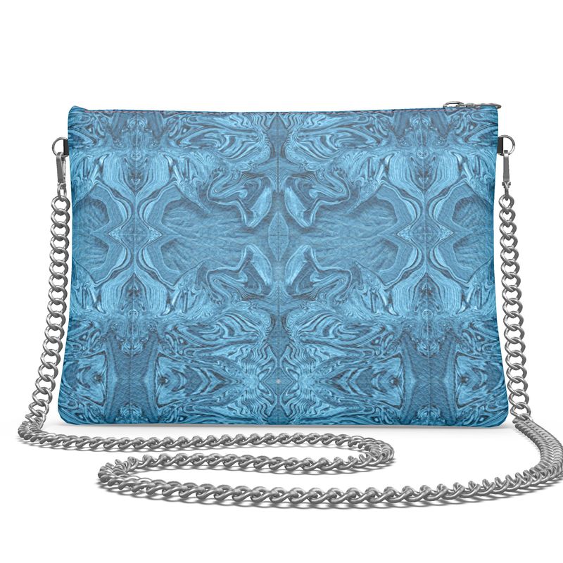 Blue Denim Design Crossbody Bag With Chain