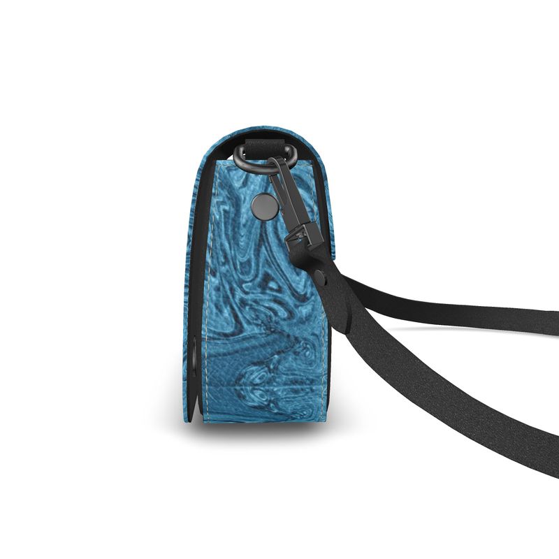 Blue Denim Design Flap Over Box Bag