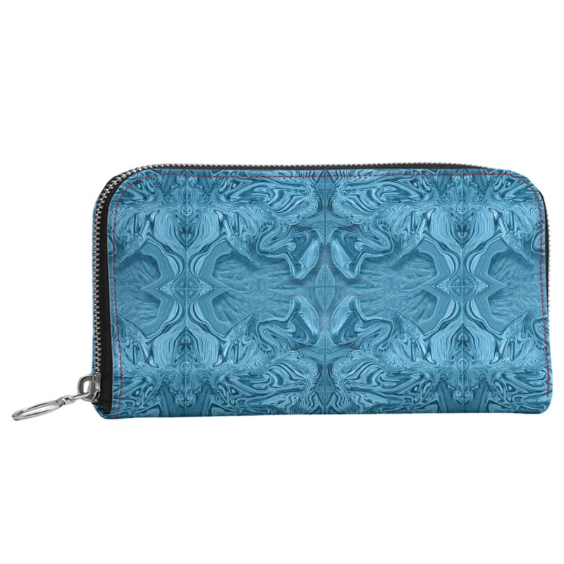 Blue Denim Design Leather Zip Wallet / Purse