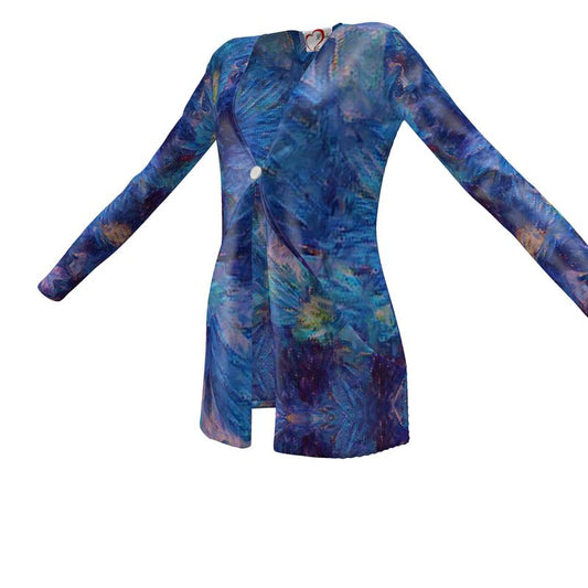 Beautiful Blues Ladies Short Cardigan With Pockets