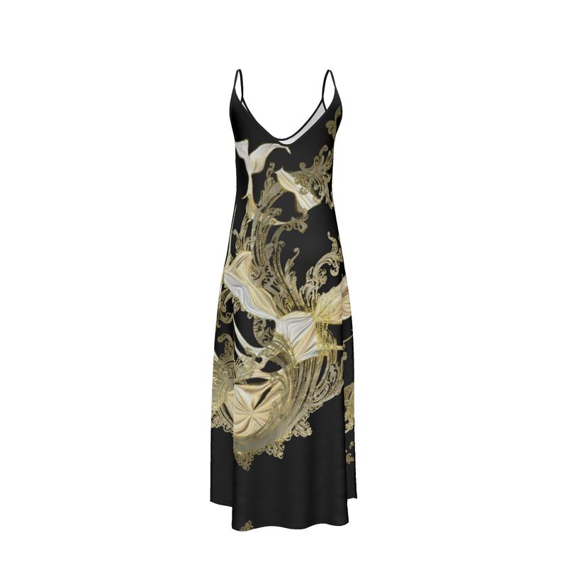 Golden Threads Long Slip Dress