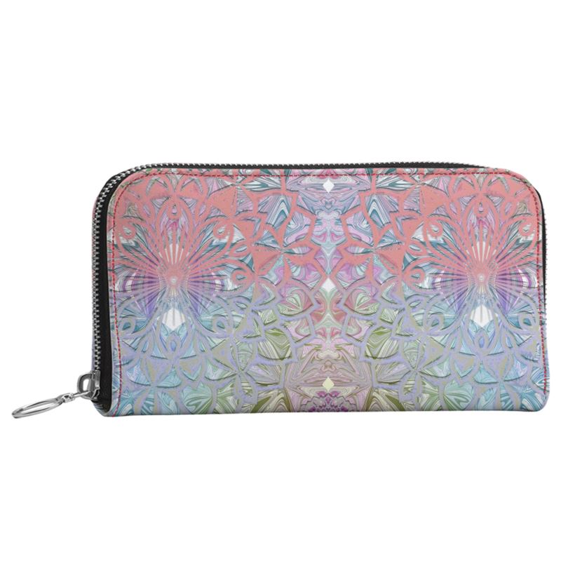 Pretty in Pastels Leather Zip Wallet / Purse