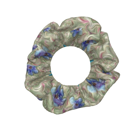 3 Pack of Hair Scrunchies - Floral, Fluid and Gold on Red