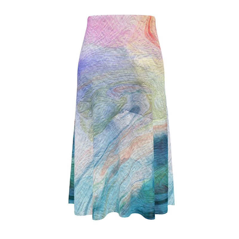 Peaceful Teals Long Midi Skirt