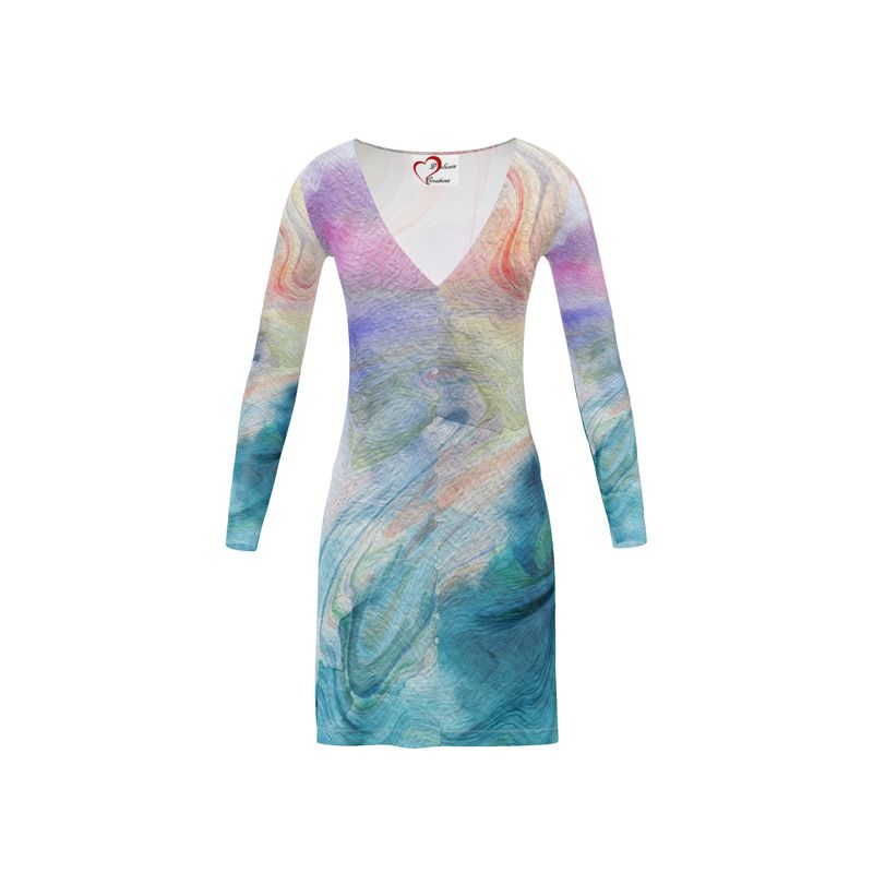 Peaceful Teals Ladies Cardigan / Button Dress