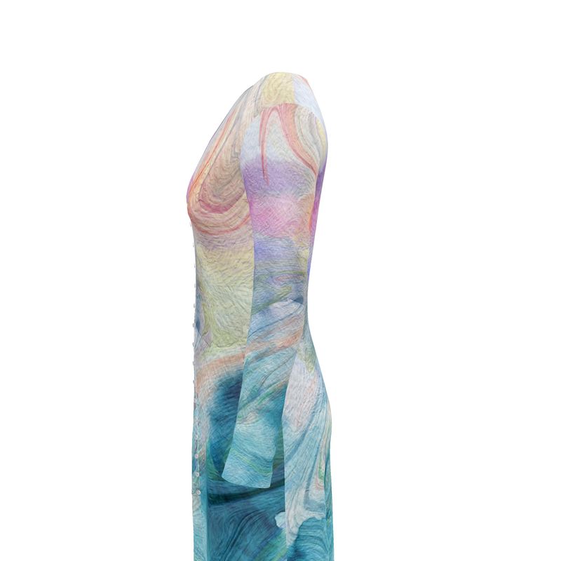 Peaceful Teals Ladies Cardigan / Button Dress