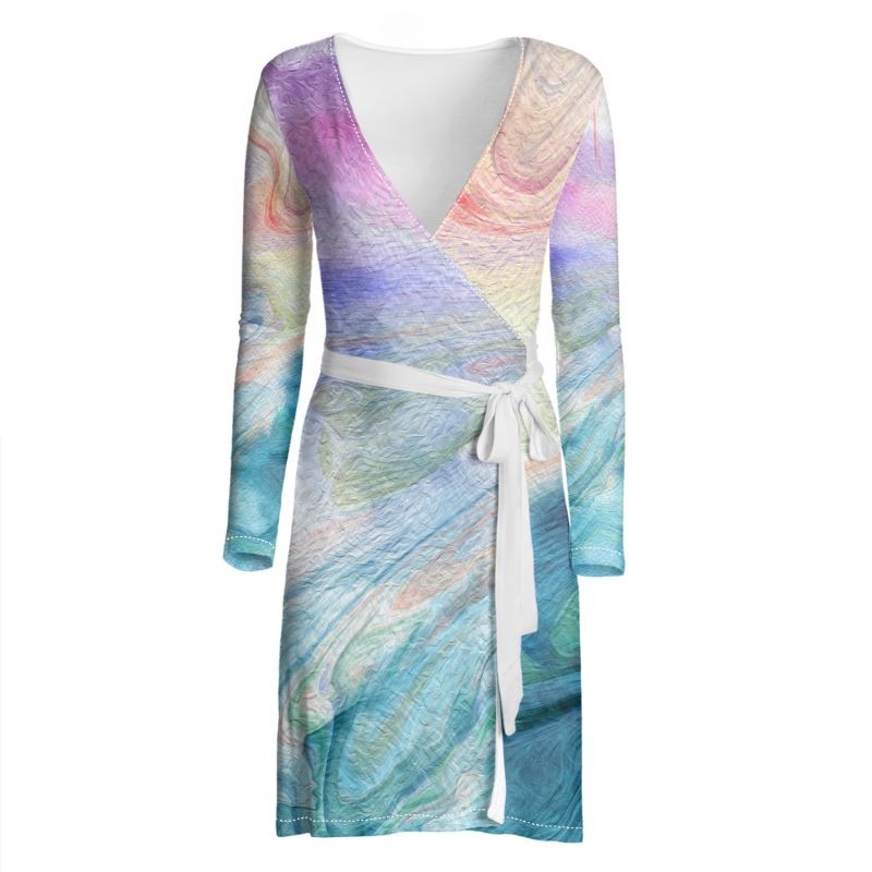 Peaceful Teals Wrap Dress