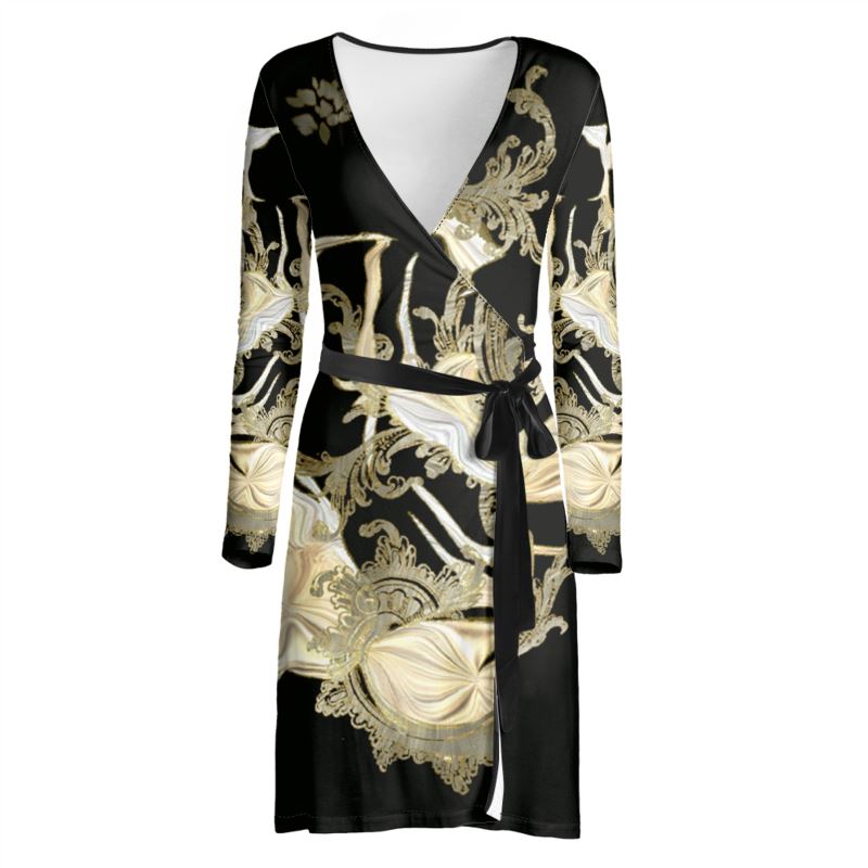 Golden Threads Wrap Dress