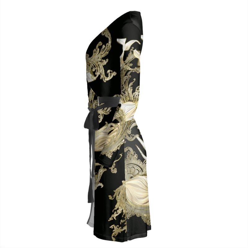 Golden Threads Wrap Dress