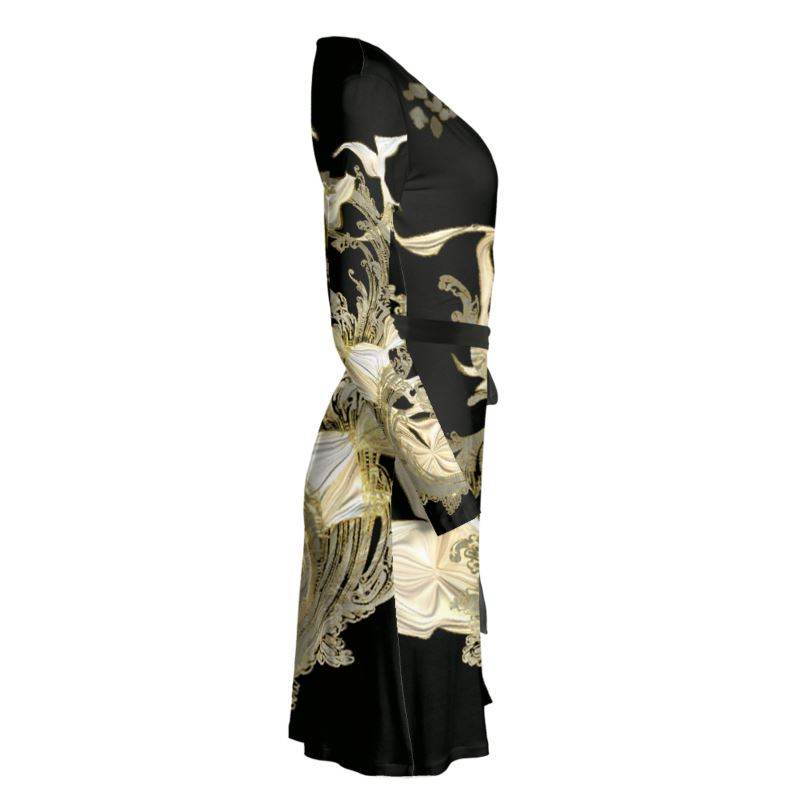 Golden Threads Wrap Dress