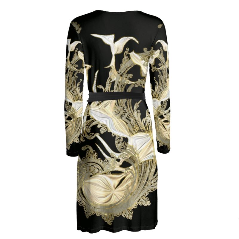 Golden Threads Wrap Dress