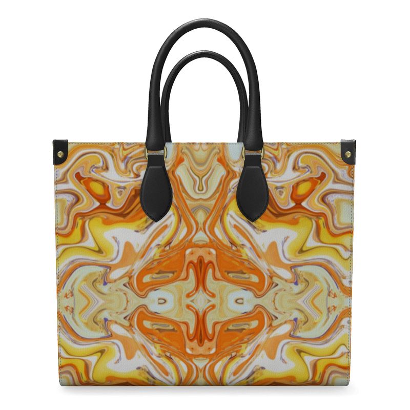 Coffee and Caramel Leather Shopper Bag