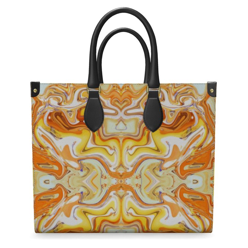 Coffee and Caramel Leather Shopper Bag