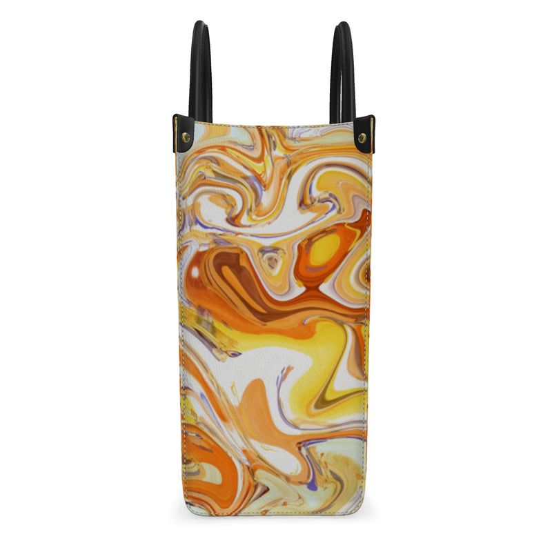 Coffee and Caramel Leather Shopper Bag