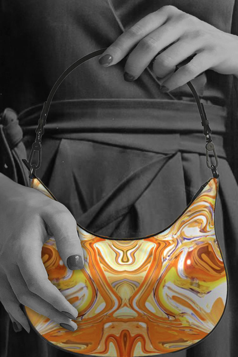 Coffee and Caramel Curve Hobo Bag