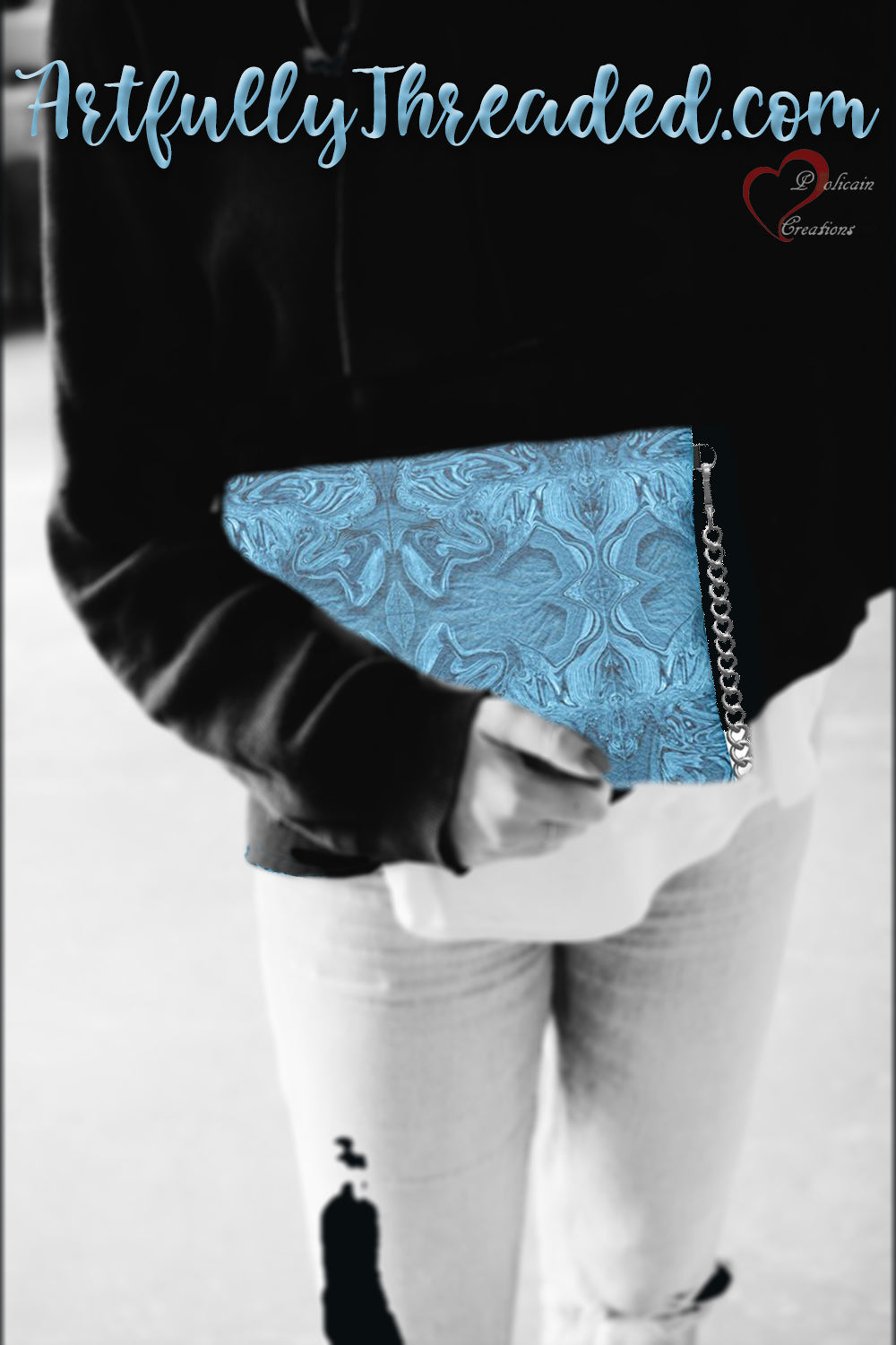 Blue Denim Design Crossbody Bag With Chain