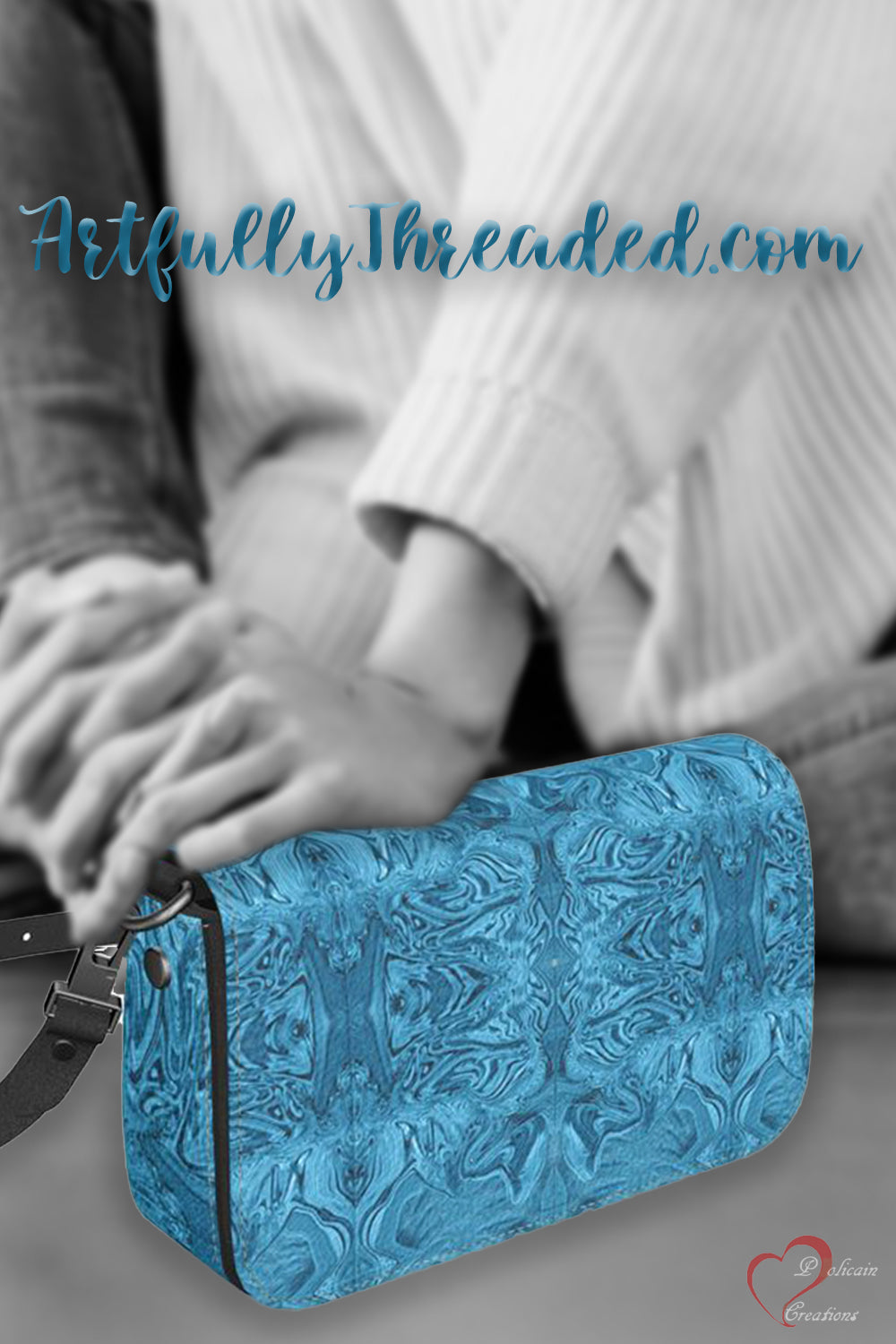 Blue Denim Design Flap Over Box Bag