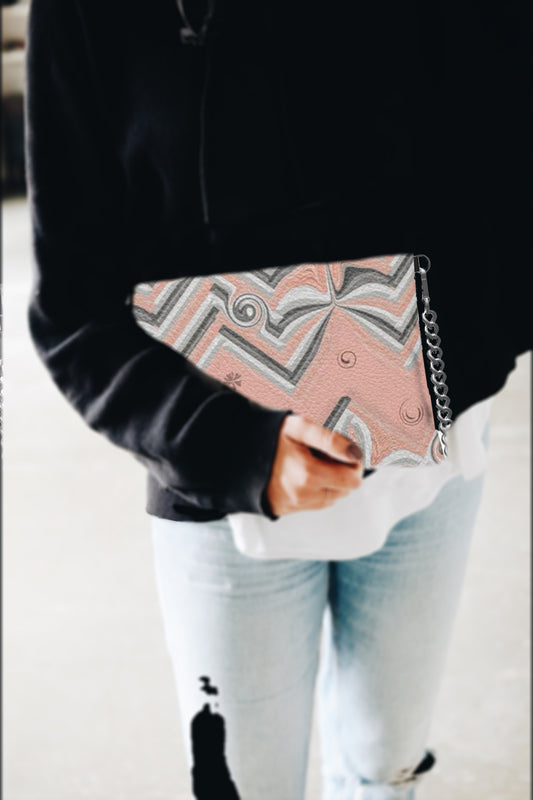 Herringbone with a Twist Crossbody Bag With Chain