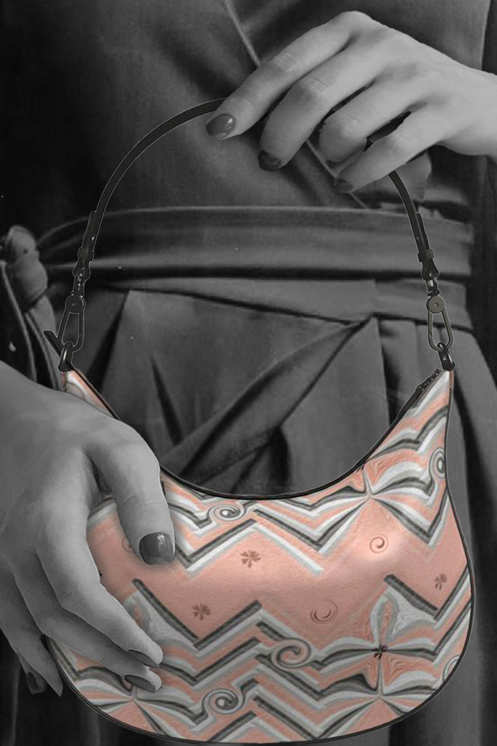 Herringbone with a Twist Curve Hobo Bag