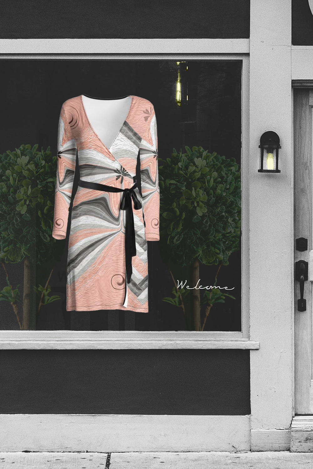 Herringbone with a Twist Wrap Dress