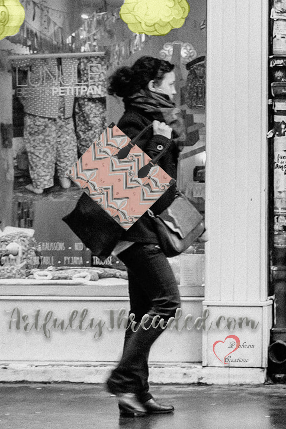 Herringbone with a Twist Leather Shopper Bag