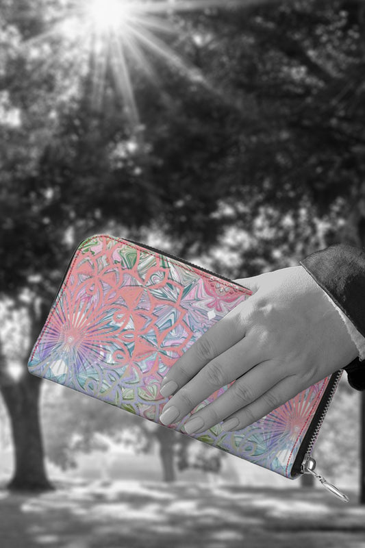 Pretty in Pastels Leather Zip Wallet / Purse