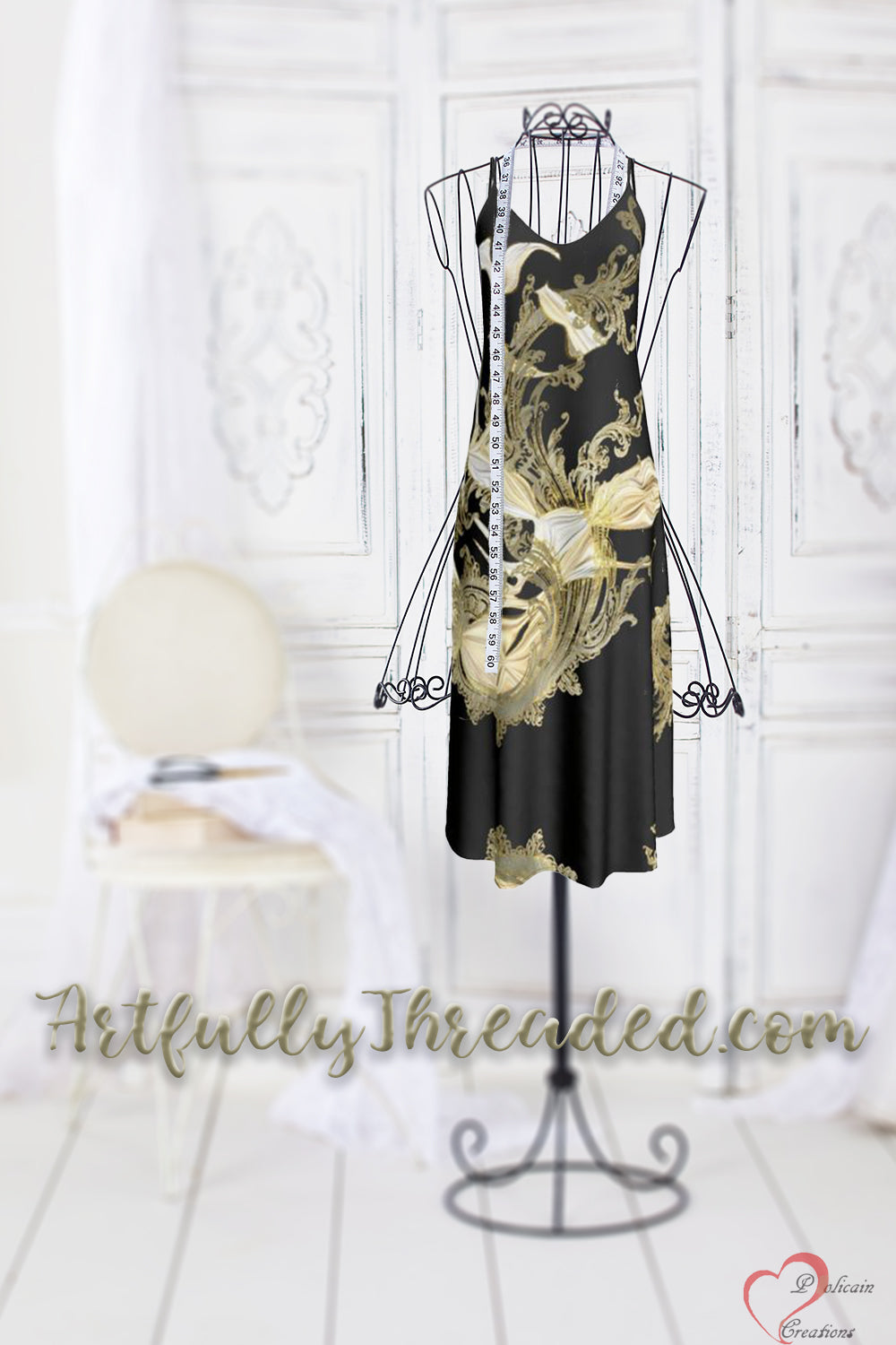 Golden Threads Long Slip Dress