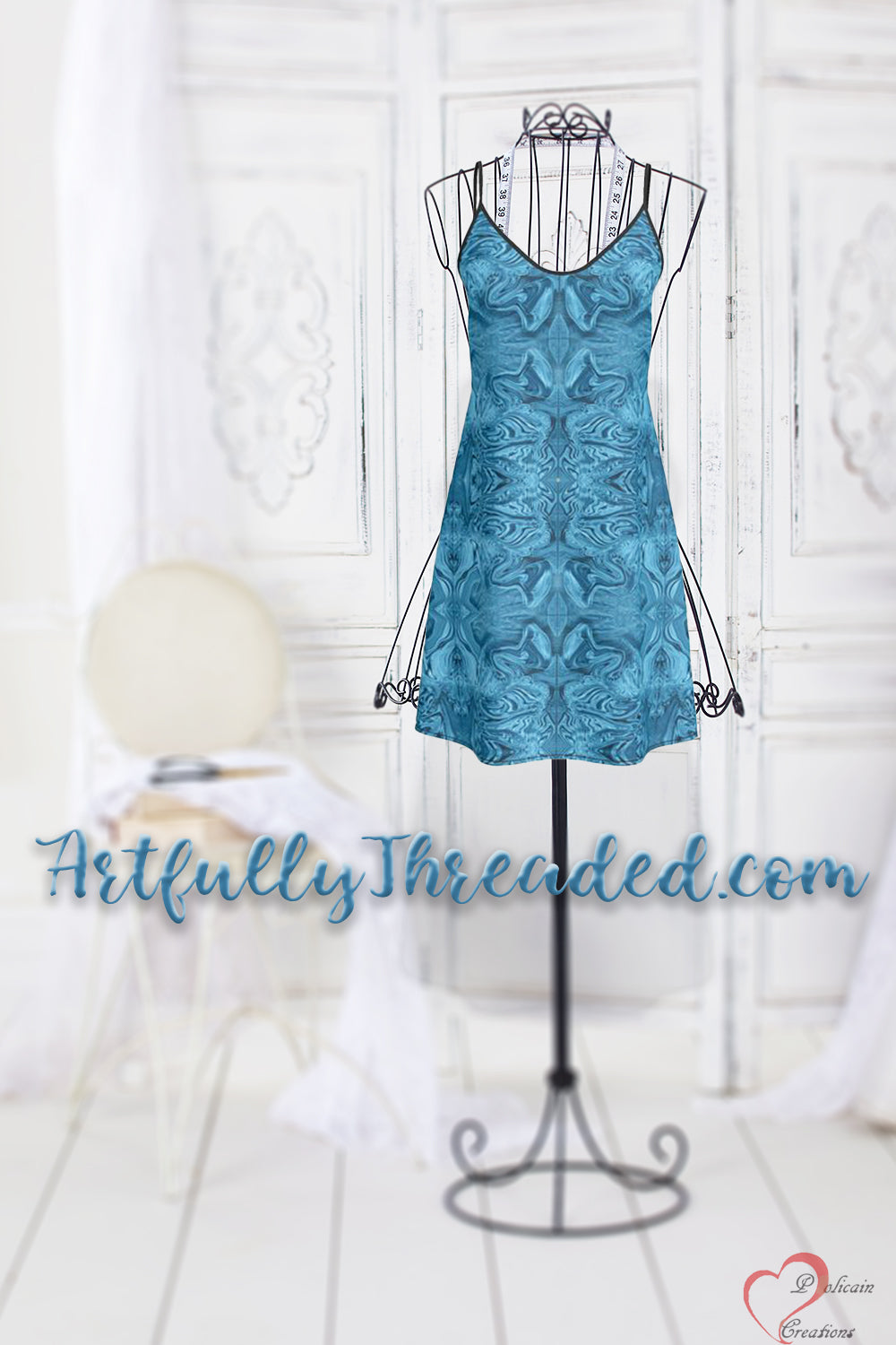 Blue Denim Design Slip Dress