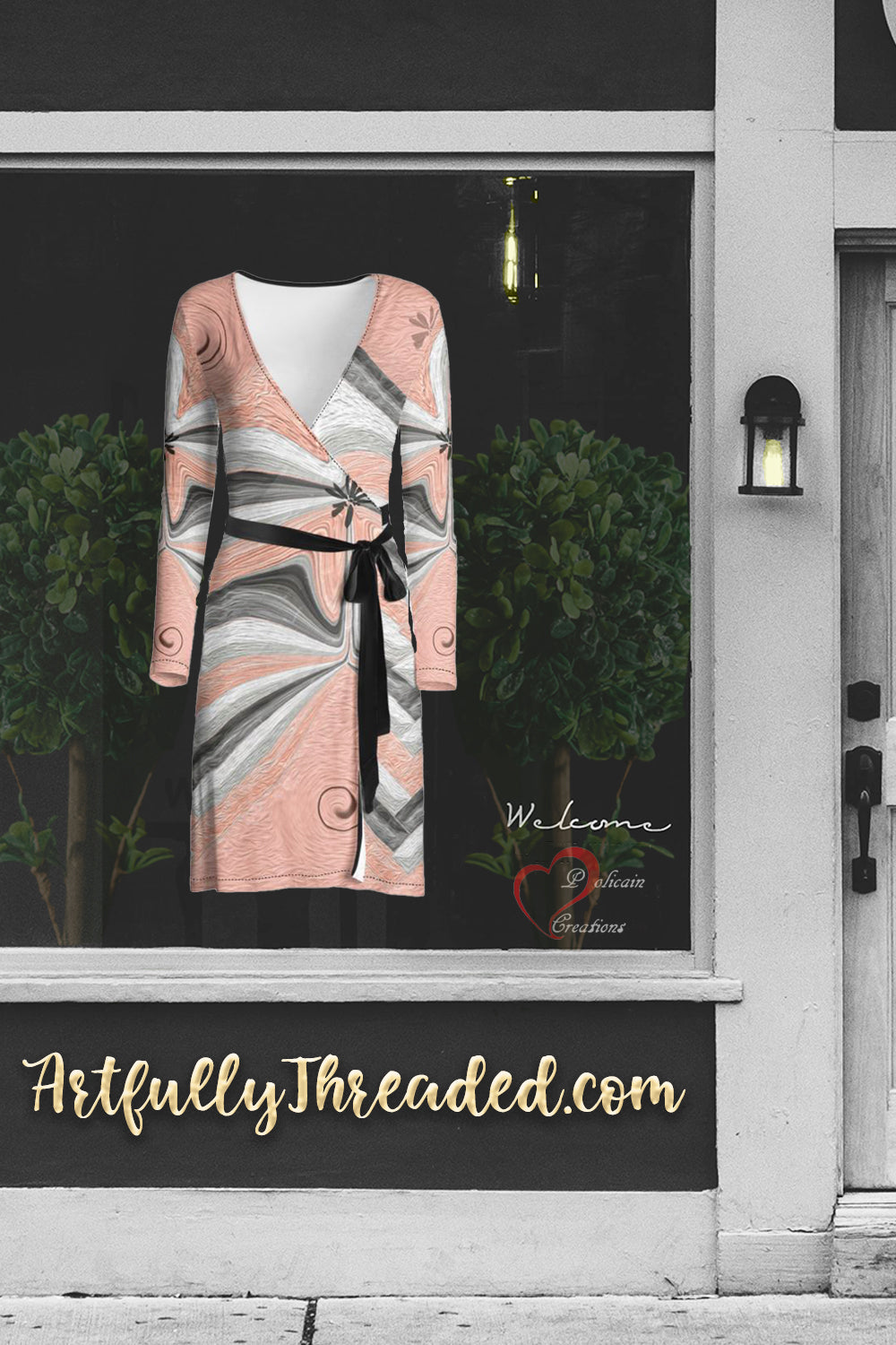 Herringbone with a Twist Wrap Dress